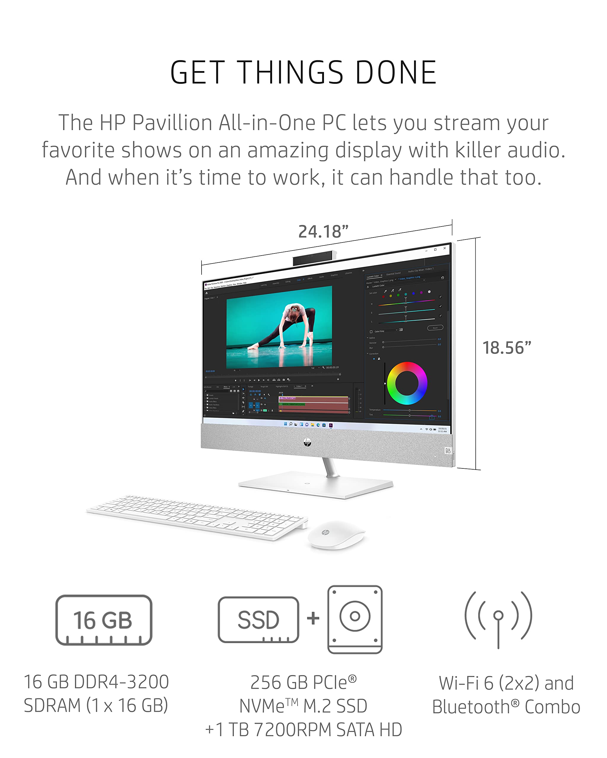 HP Pavilion Desktop multifuncional de 27 polegadas, AMD Ryzen 7